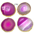 QTY 1 - Gold Plated PINK Agate Slice /  #2 / 2.75-3"