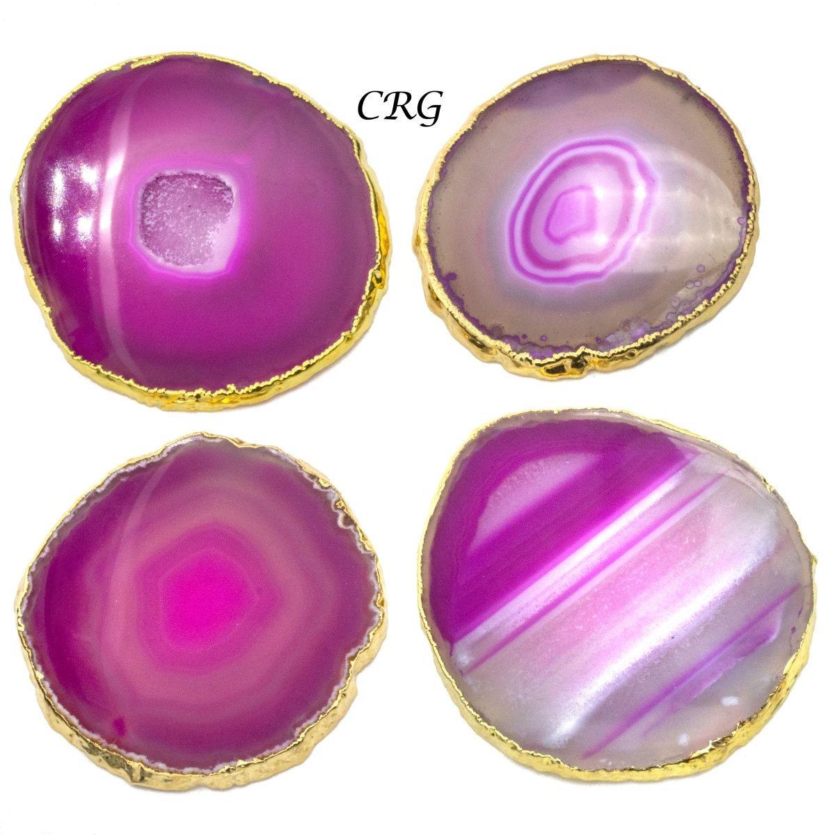 QTY 1 - Gold Plated PINK Agate Slice /  #2 / 2.75-3"