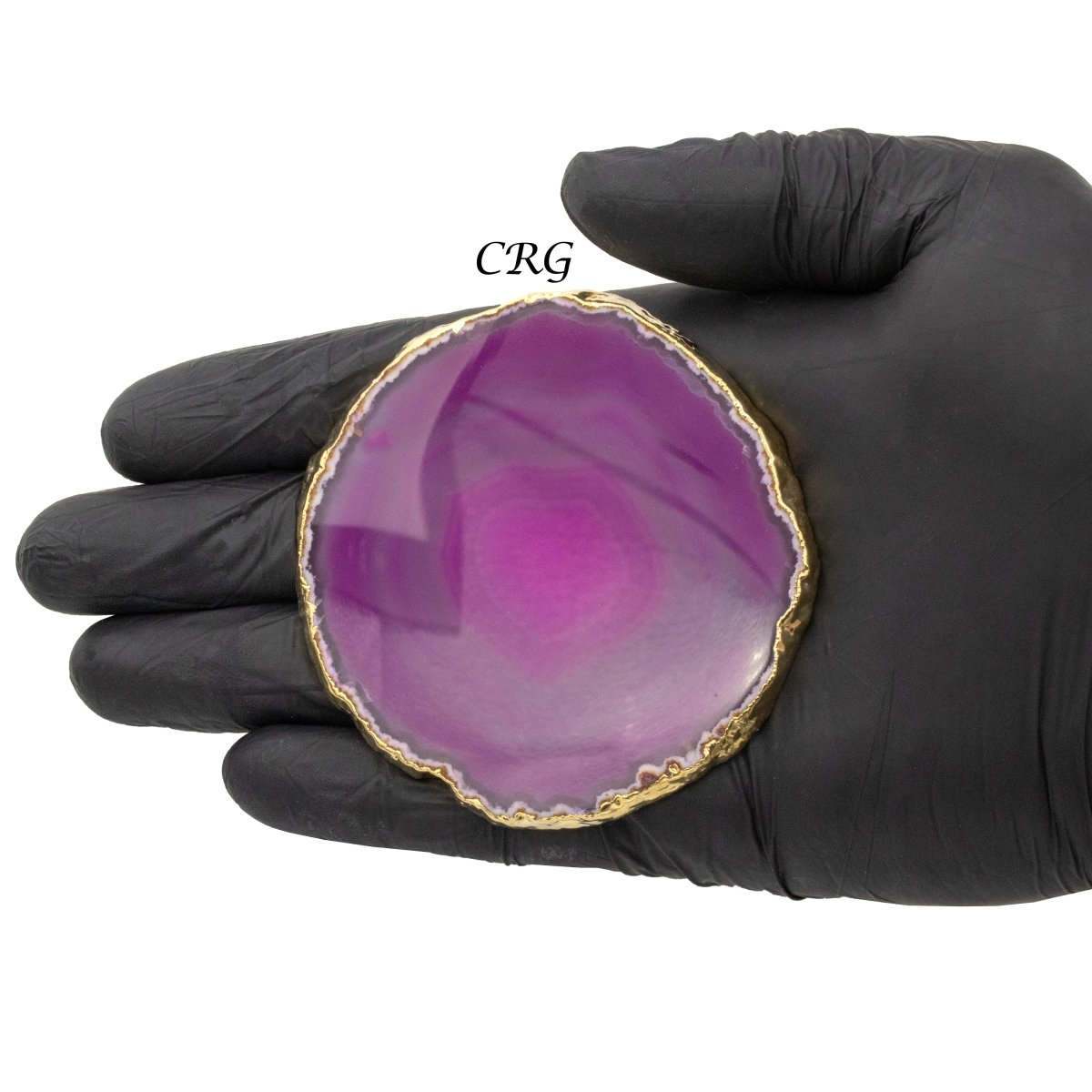 QTY 1 - Gold Plated PINK Agate Slice /  #2 / 2.75-3"