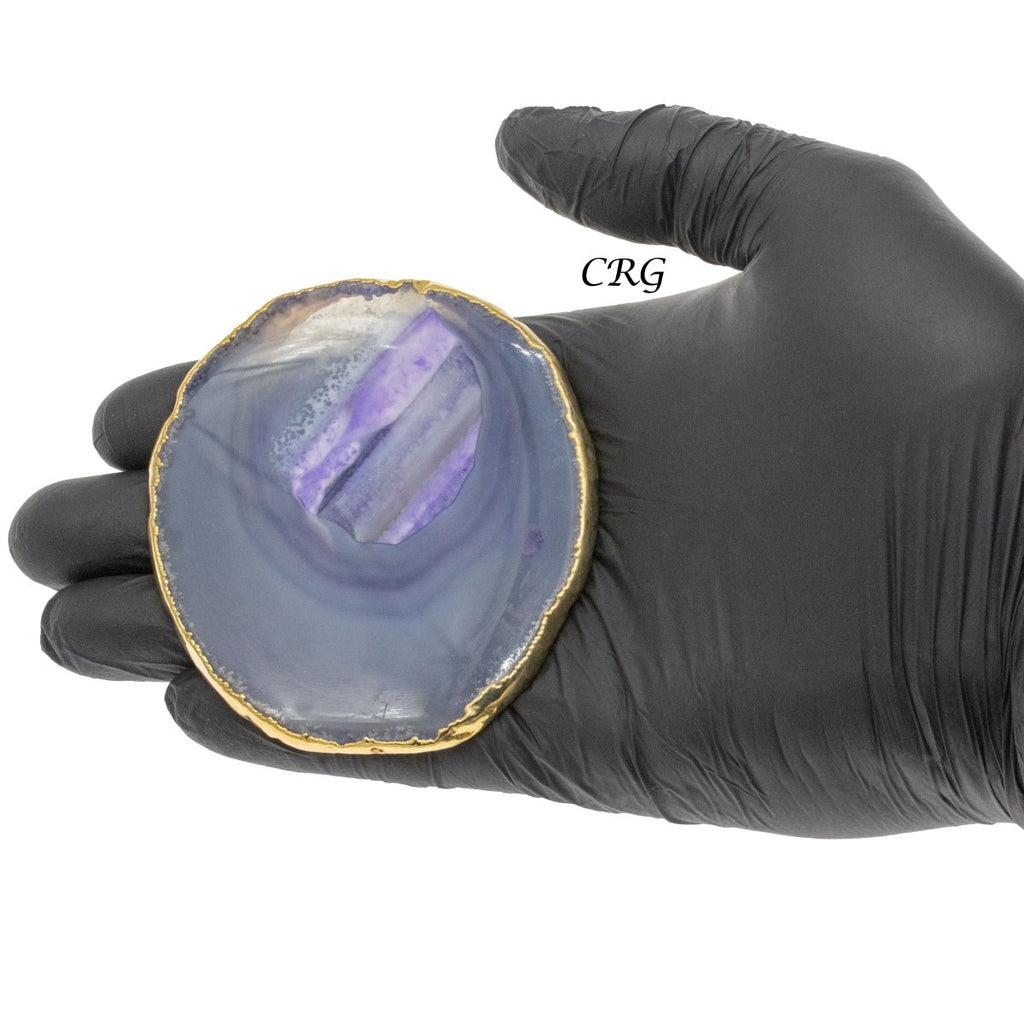 QTY 1 - Gold Plated PURPLE Agate Slice / #2 /  2.75-3"