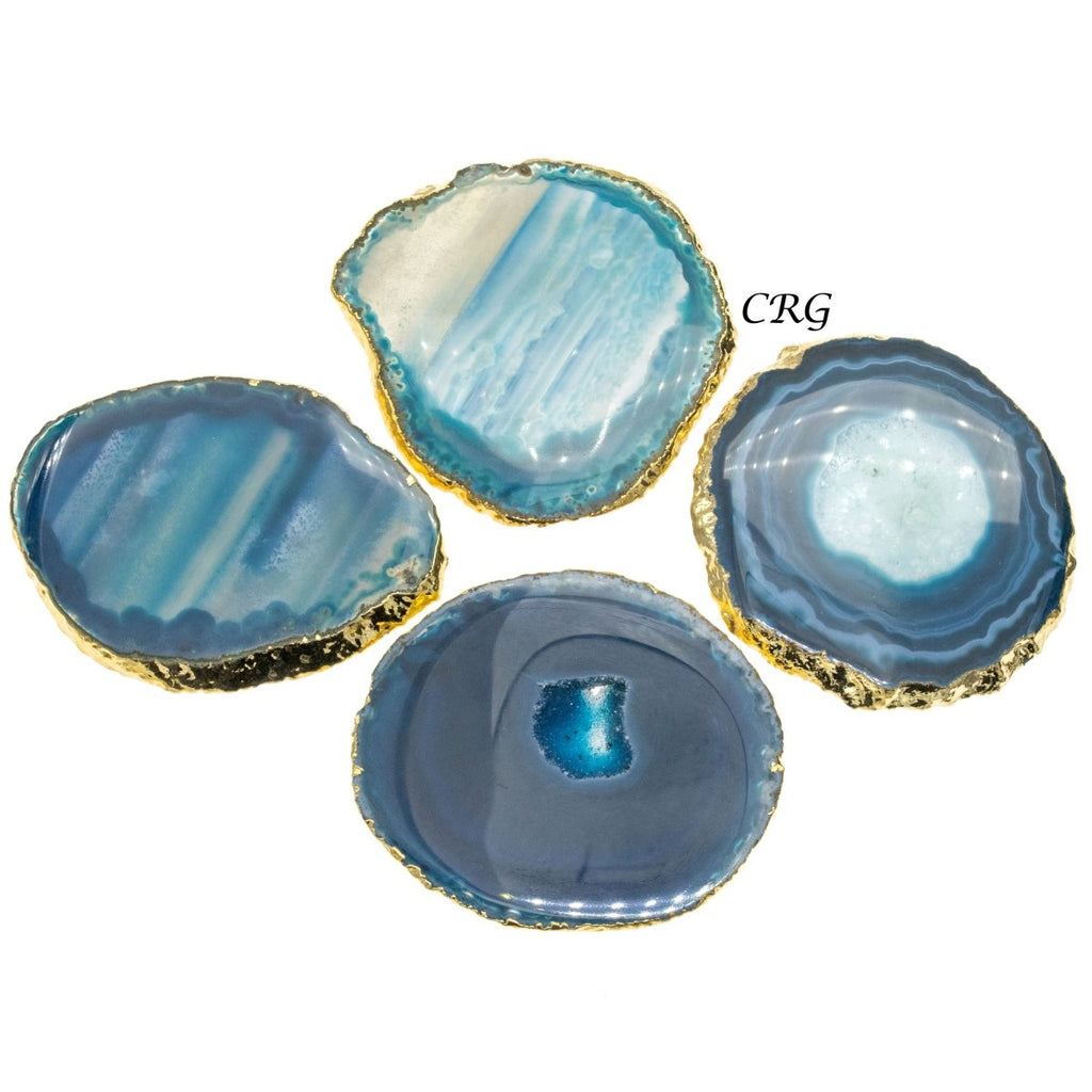 QTY 1 - Gold Plated TEAL Agate Slice / #2 / 2.75-3"