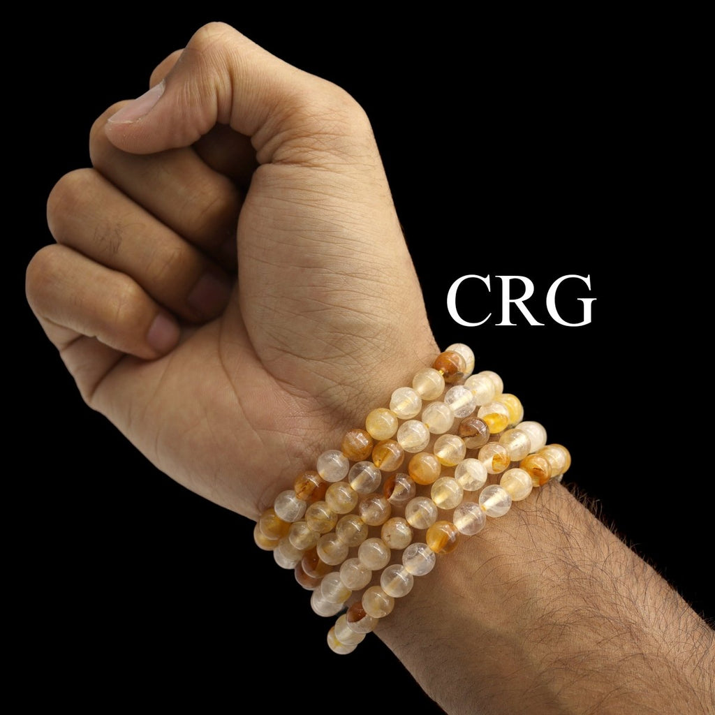 QTY 1 - Golden Healer Quartz Stretch Bracelet / 8 mm Round Beads