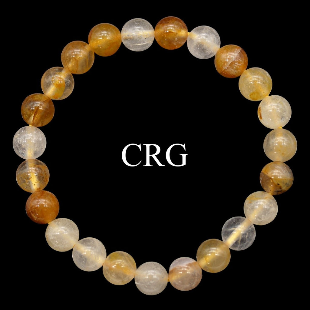 QTY 1 - Golden Healer Quartz Stretch Bracelet / 8 mm Round Beads