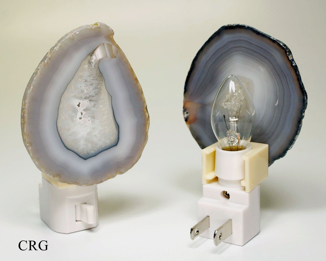 QTY 1 - Gray Agate Nightlight with Bulb & Switch