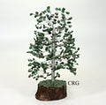 QTY 1 - Green Aventurine 500 Gem Tree with Wood Base and Silver Wire / 12-13" AVG