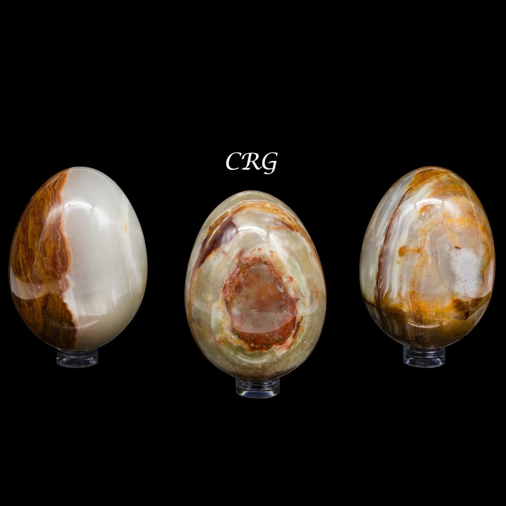 QTY 1 - Green Banded Onyx Gemstone Egg From Pakistan / 2.5-3.5" AVG
