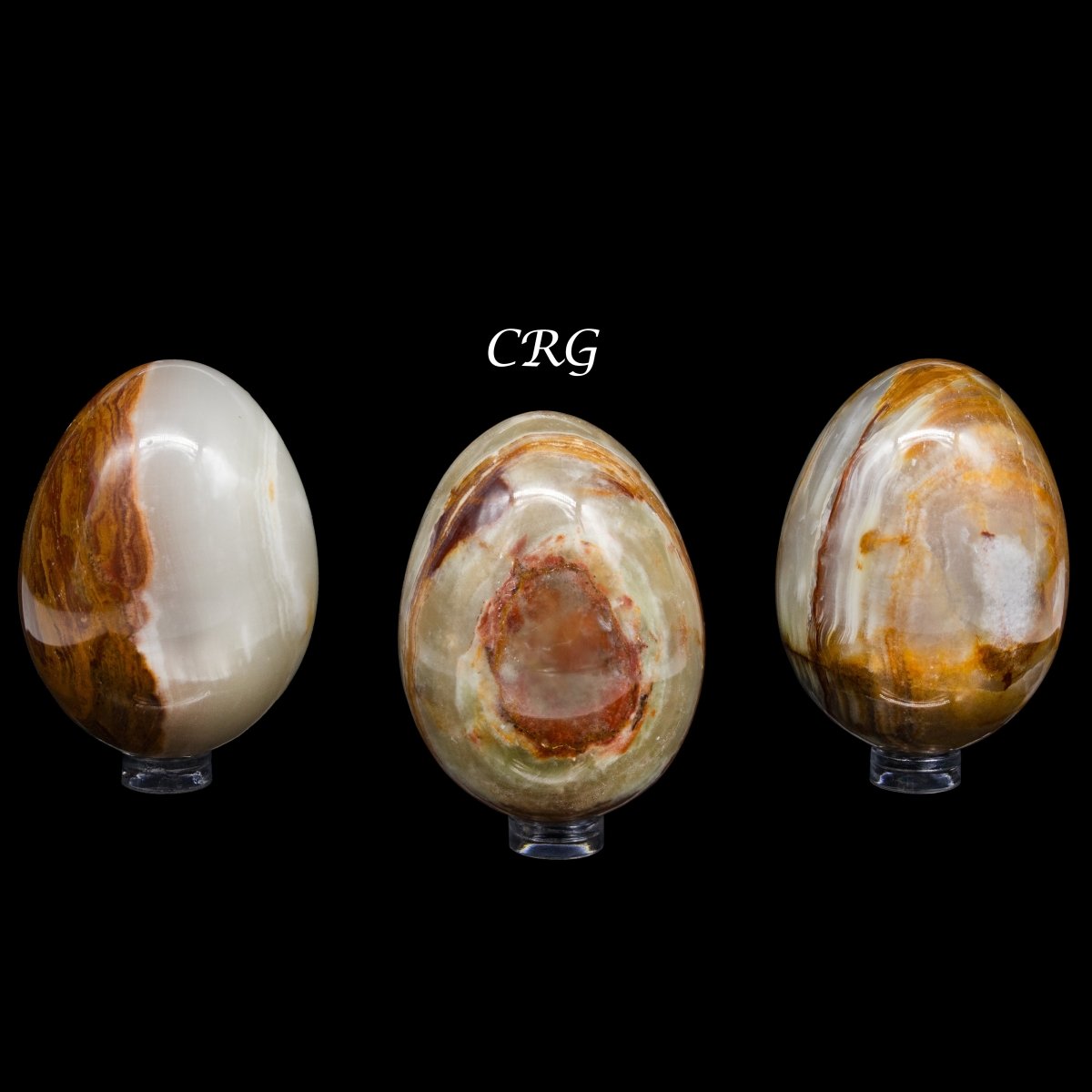 QTY 1 - Green Banded Onyx Gemstone Egg From Pakistan / 2.5-3.5" AVG