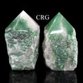 QTY 1 - Green & White Quartz Top-Polished Point Lamp - CORD AND BULB INCLUDED