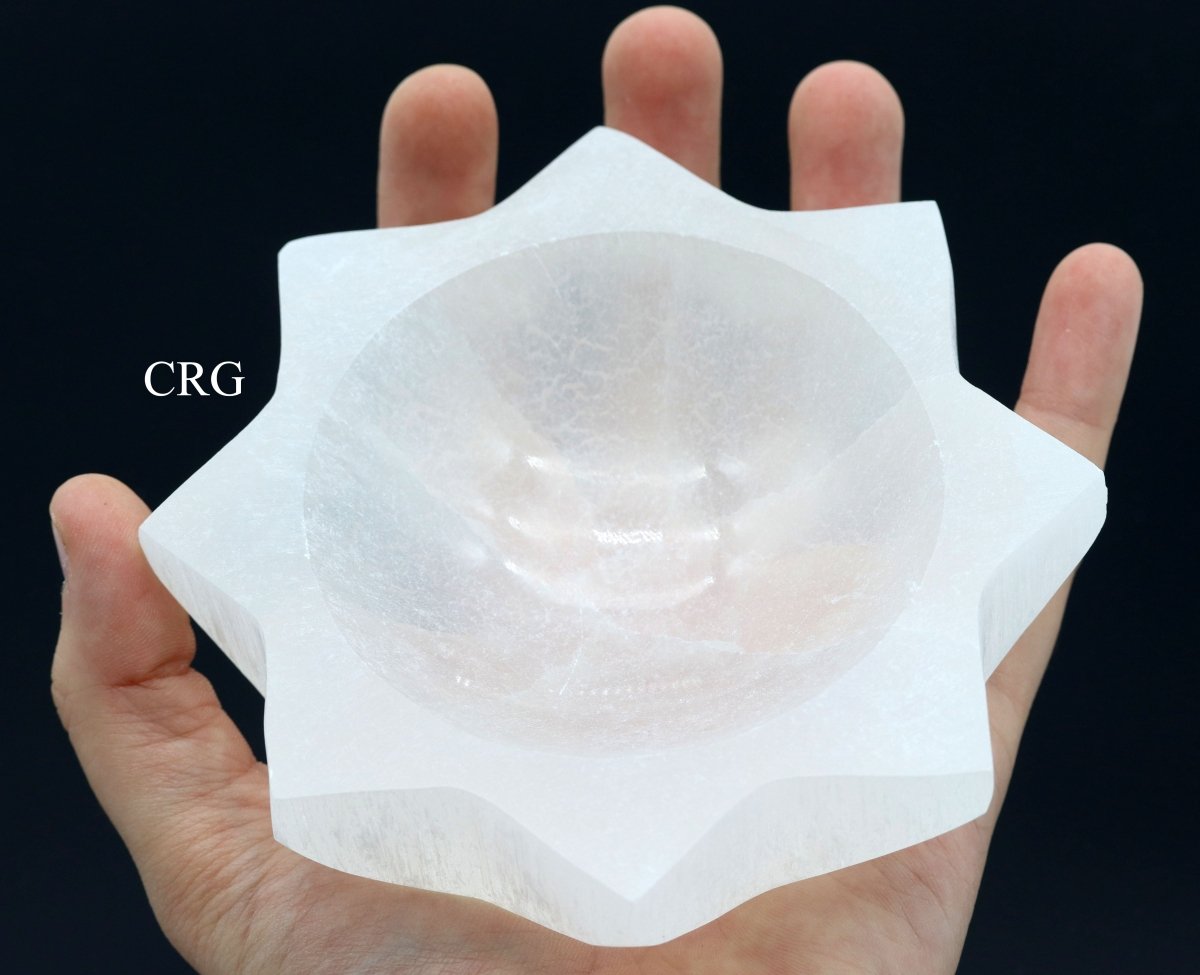 QTY 1 -- Hand Carved 8 Sided Selenite Sun Bowl (12 cm Avg)