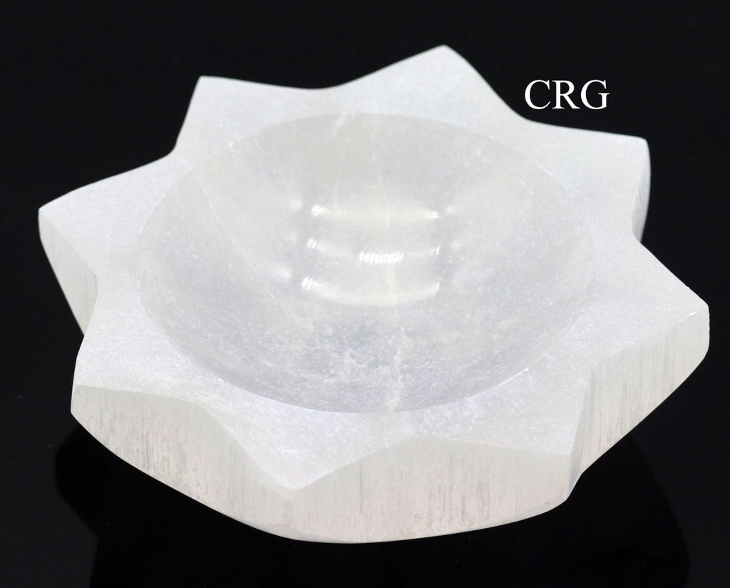 QTY 1 -- Hand Carved 8 Sided Selenite Sun Bowl (12 cm Avg)