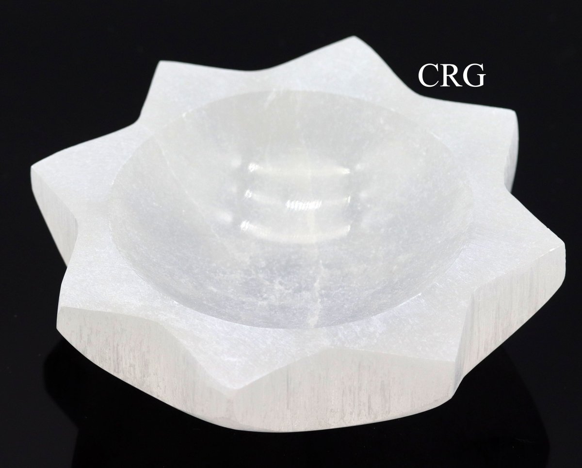 QTY 1 -- Hand Carved 8 Sided Selenite Sun Bowl (12 cm Avg)