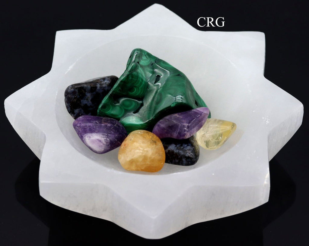 QTY 1 - Hand-Carved 8 Sided Sun Selenite Bowl (15 cm)