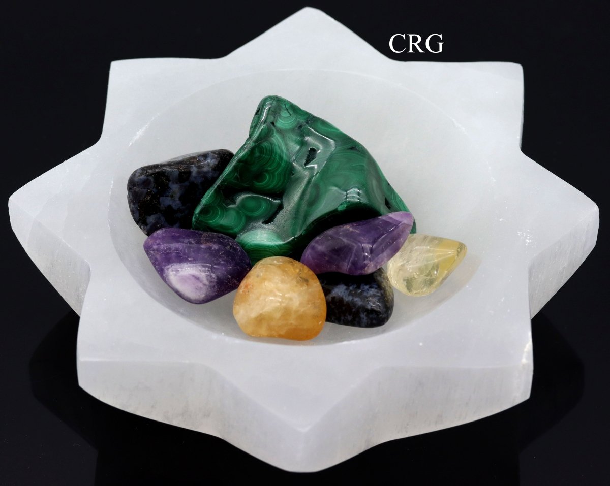 QTY 1 - Hand-Carved 8 Sided Sun Selenite Bowl (15 cm)