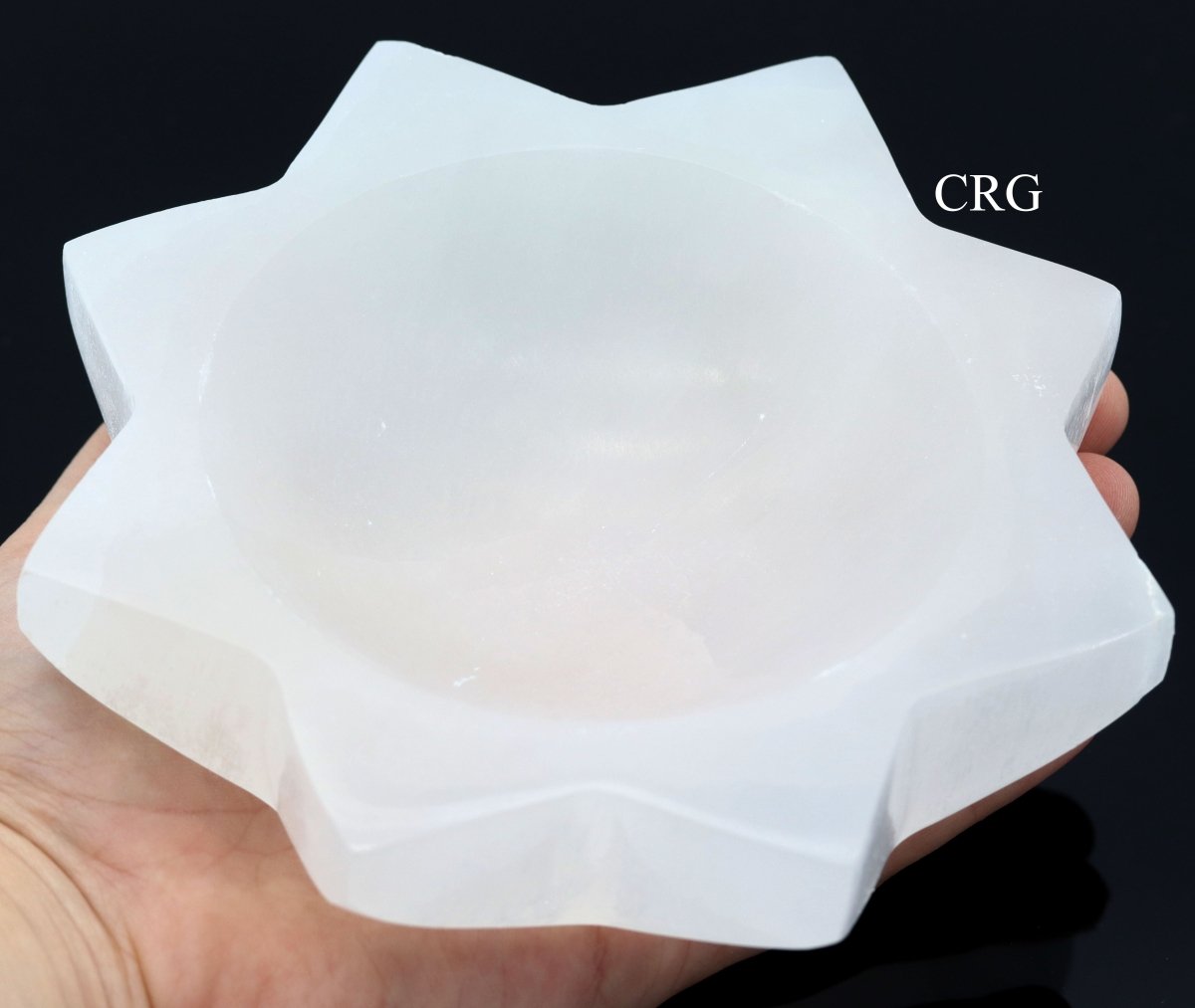 QTY 1 - Hand-Carved 8 Sided Sun Selenite Bowl (15 cm)