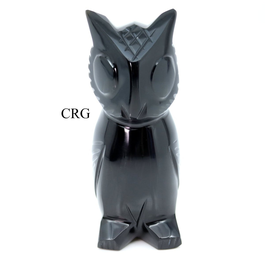 QTY 1 - Hand Carved Black Obsidian Owl