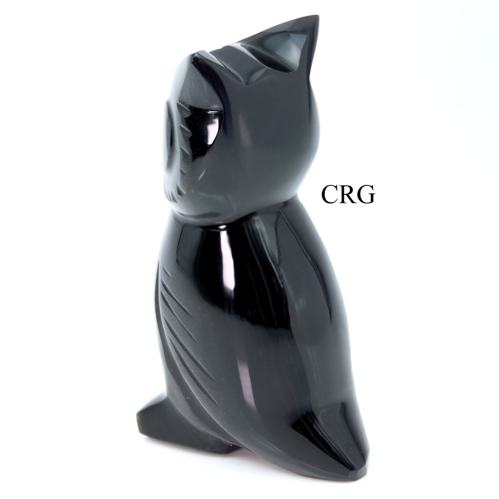QTY 1 - Hand Carved Black Obsidian Owl