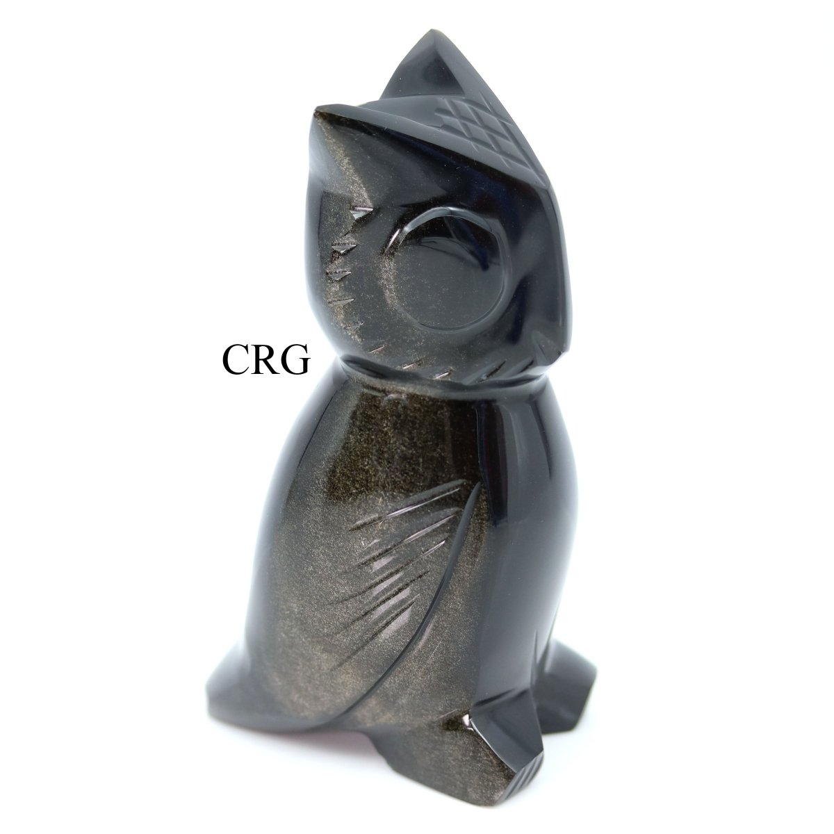 QTY 1 - Hand Carved Black Obsidian Owl