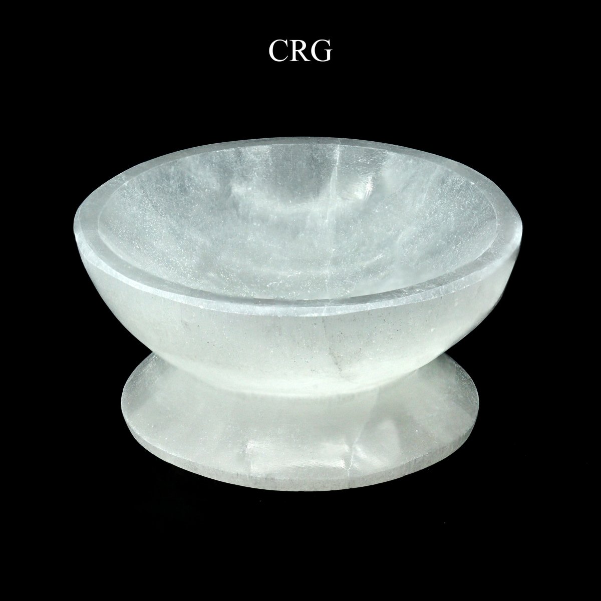 QTY 1 - Hand-Carved Selenite Bowl w/ Stand 10cm (2.25" H x 3.75" dia)