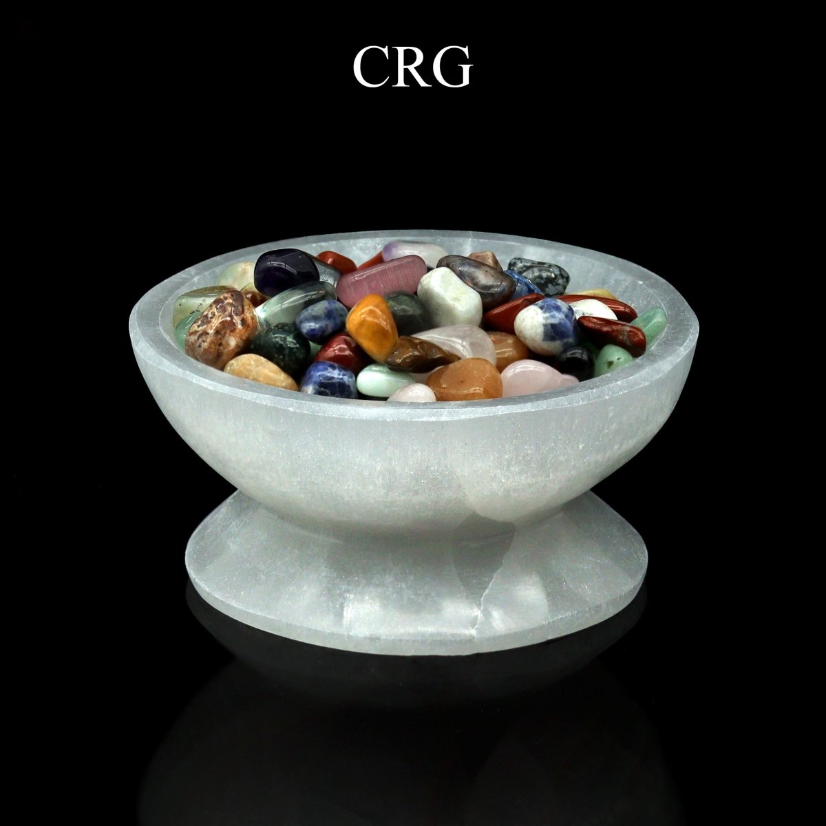 QTY 1 - Hand-Carved Selenite Bowl w/ Stand 10cm (2.25" H x 3.75" dia)