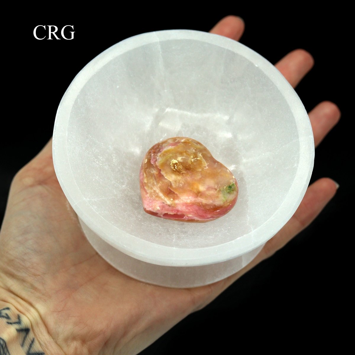 QTY 1 - Hand-Carved Selenite Bowl w/ Stand 10cm (2.25" H x 3.75" dia)