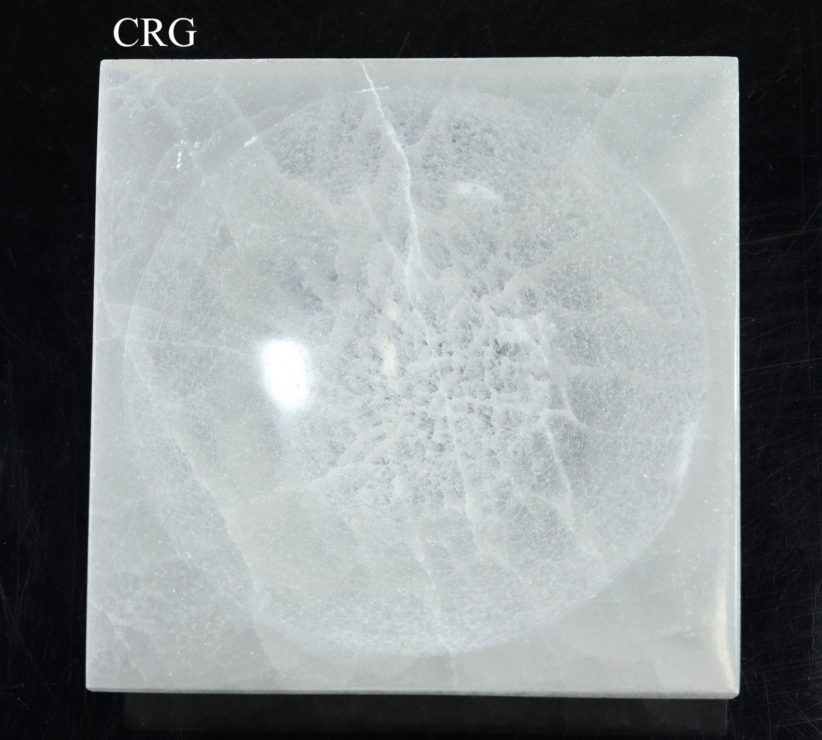 Hand Carved Square Selenite Bowl 15 cm (1 Piece)