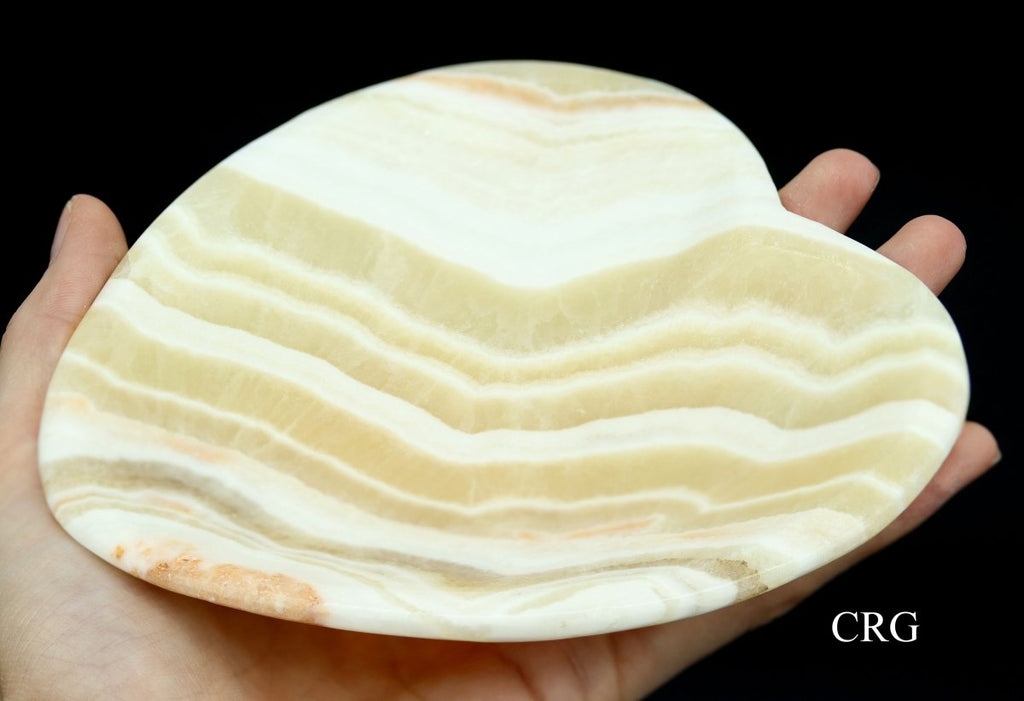 QTY 1 - Heart Shaped Yellow Calcite Bowl / 15 CM