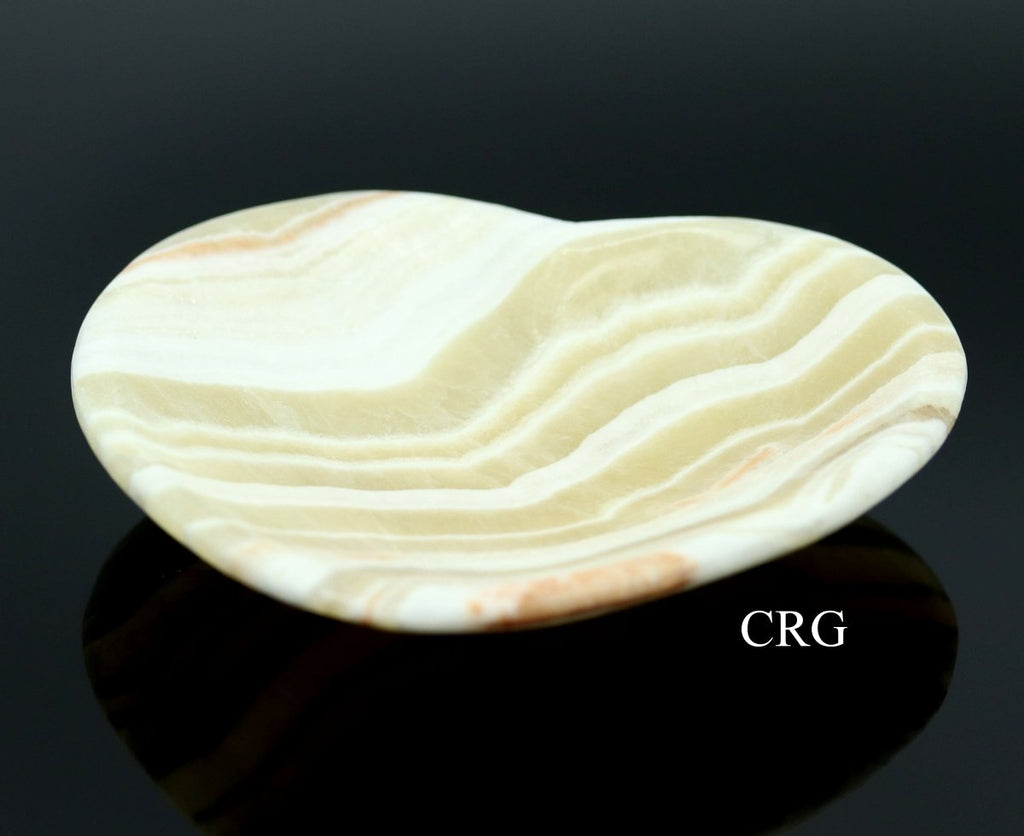 QTY 1 - Heart Shaped Yellow Calcite Bowl / 15 CM
