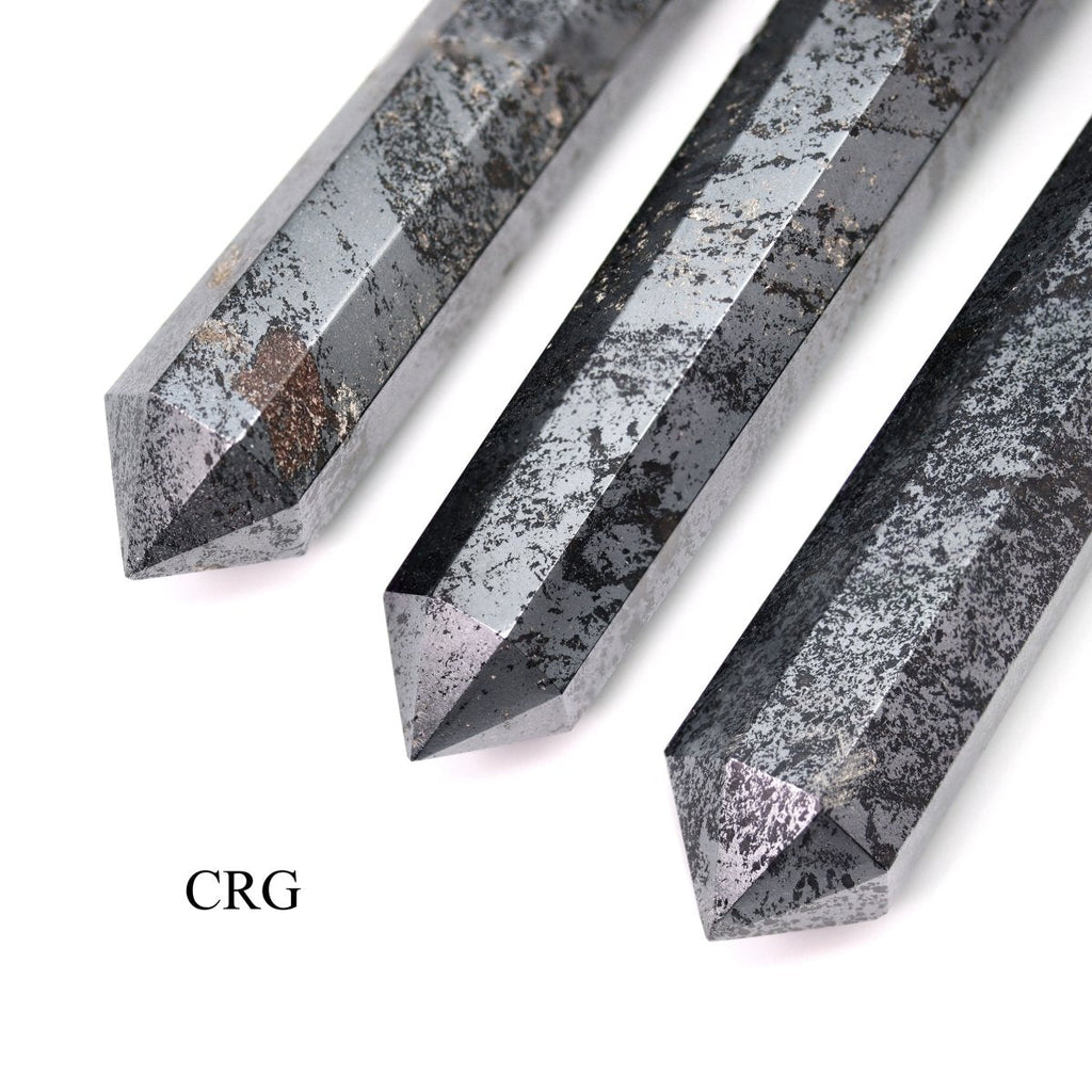 QTY 1 - Hematite Double Pointed Wand / 3-5" AVG