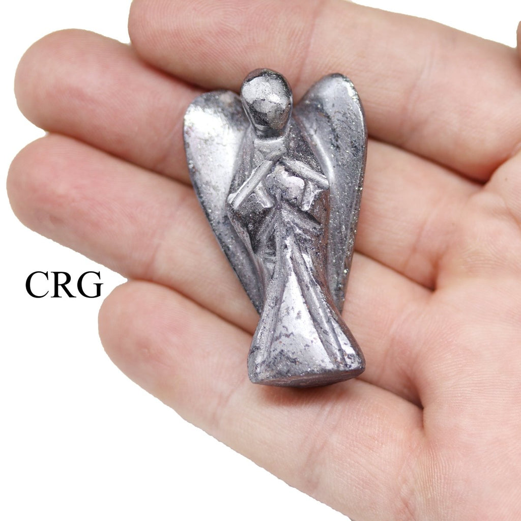 QTY 1 - Hematite Gemstone Pocket Angel / 2" AVG