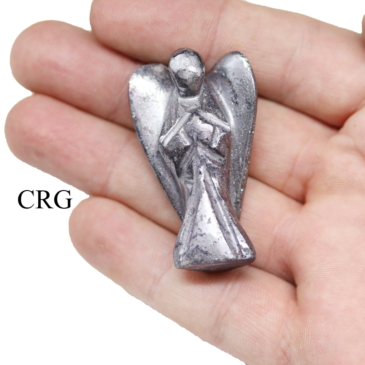 QTY 1 - Hematite Gemstone Pocket Angel / 2" AVG