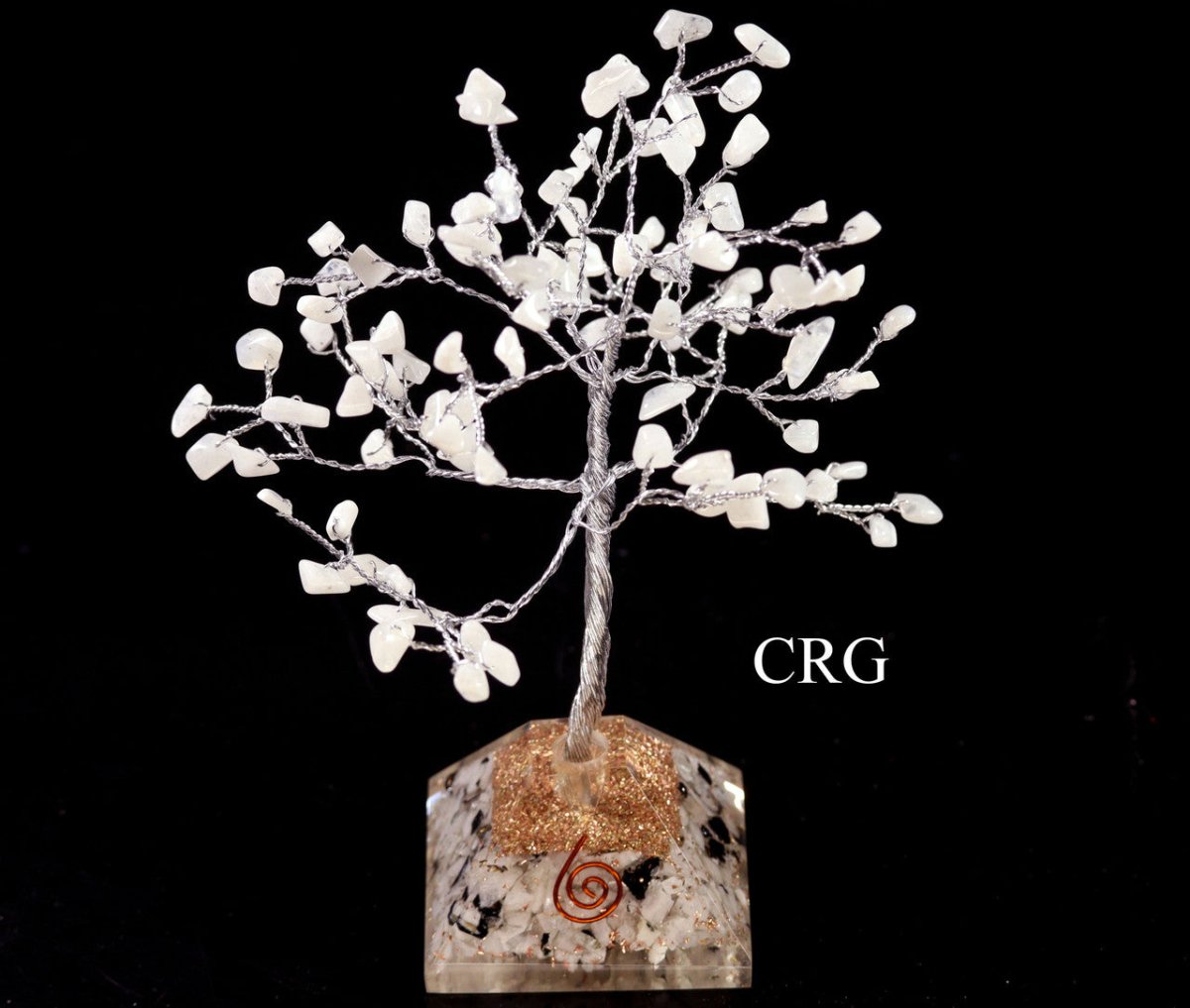 QTY 1 - Howlite 100 Chip Tree with Orgonite Pyramid Base / 7.5" AVG