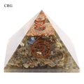 QTY 1 - Labradorite Chip Orgonite Pyramid with Copper / 3" AVG