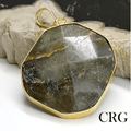 Labradorite Faceted Square Pendant with Gold Plating (1 Piece) Size 1.5 Inches