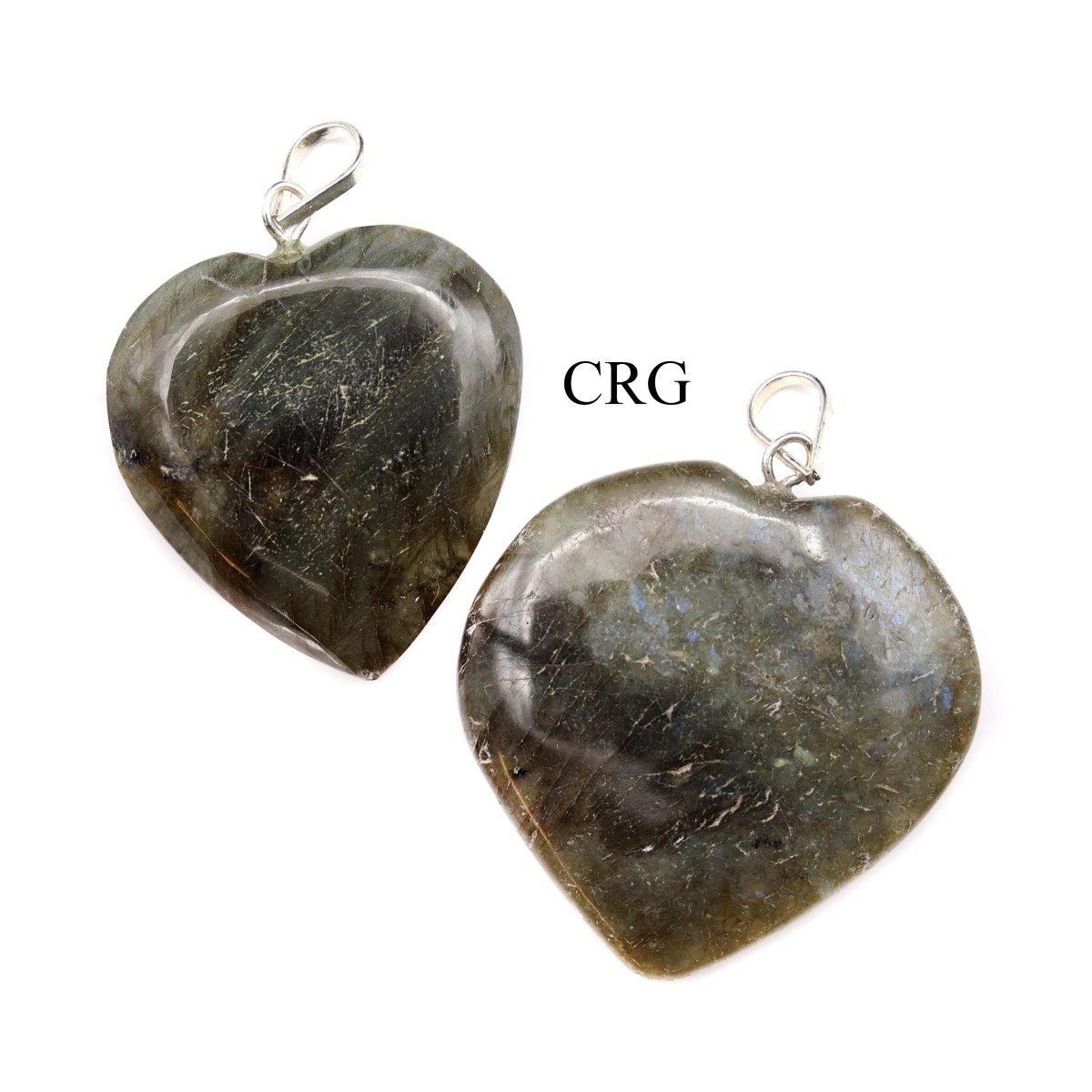 Labradorite Heart Pendant with Silver Plated Bail (1 Inch) (1 Piece) (INJD)