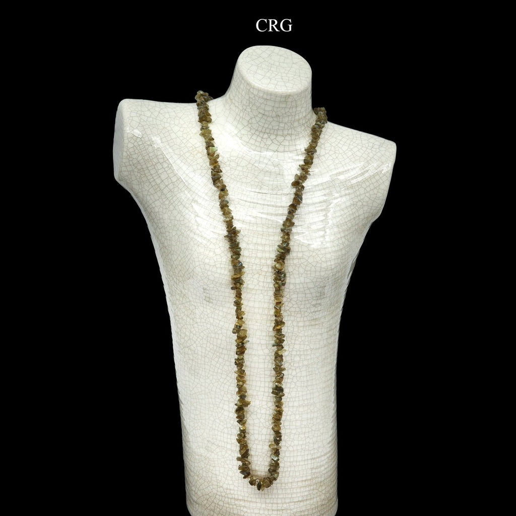 QTY 1 - Labradorite Strand Chip Necklace / 32" AVG