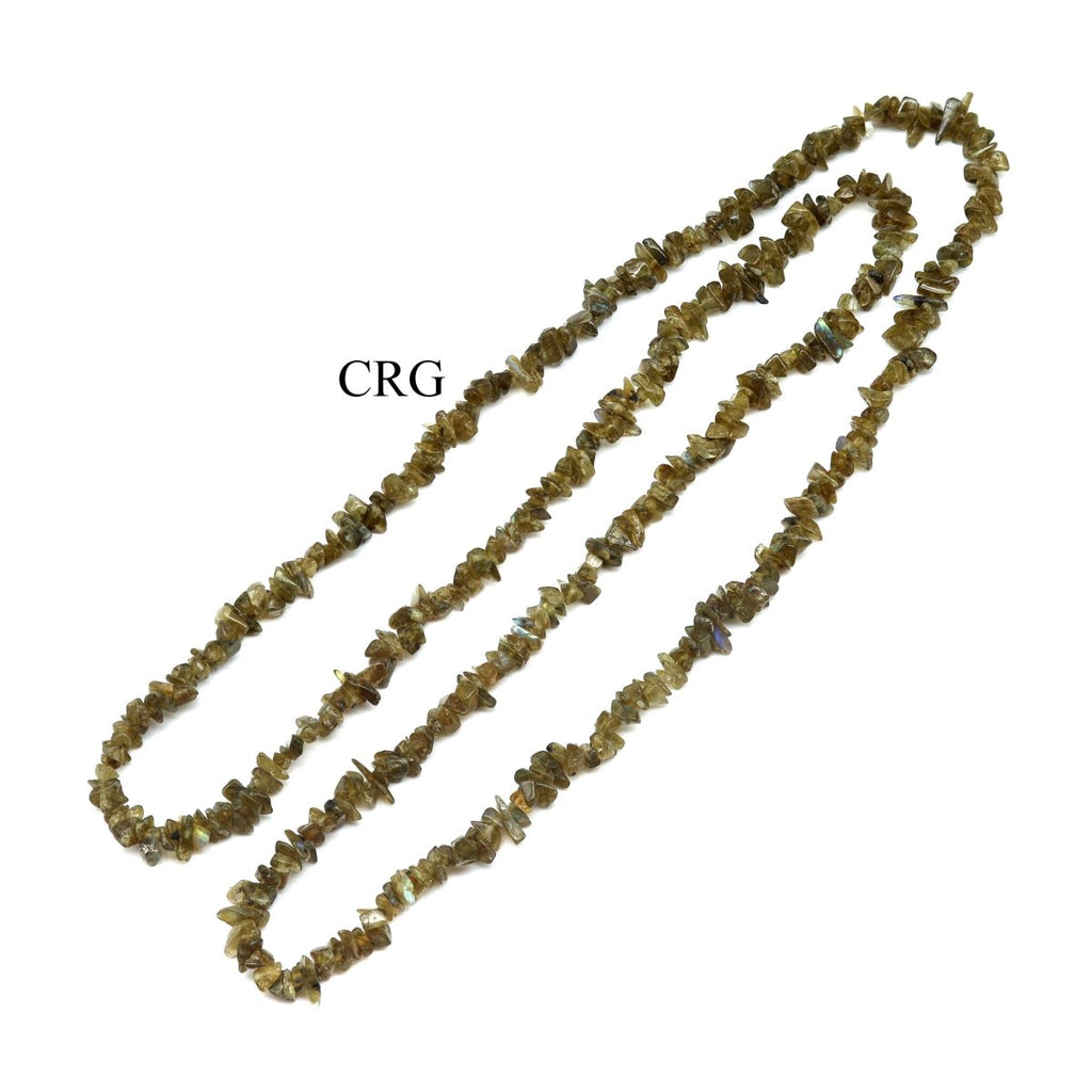 QTY 1 - Labradorite Strand Chip Necklace / 32" AVG