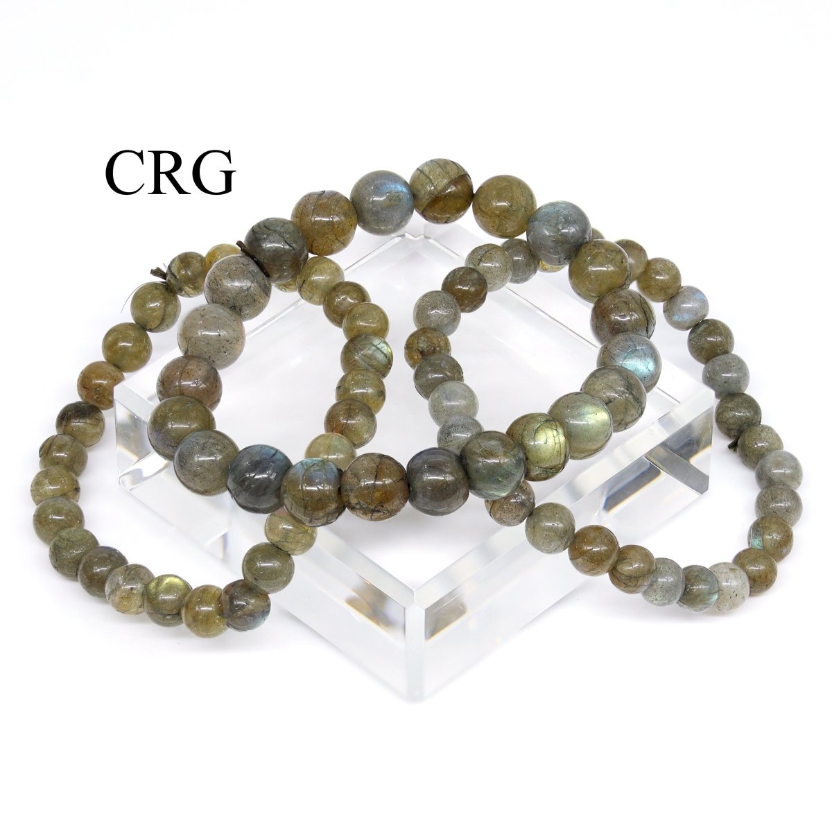 QTY 1 - Labradorite Tumbled Bead Stretch Bracelet / 8mm AVG