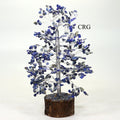 QTY 1 - Lapis 500 Gem Tree with Wood Base and Silver Wire / 12-13" AVG