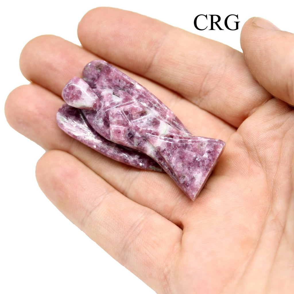 QTY 1 - Lepidolite Gemstone Pocket Angel / 2" AVG