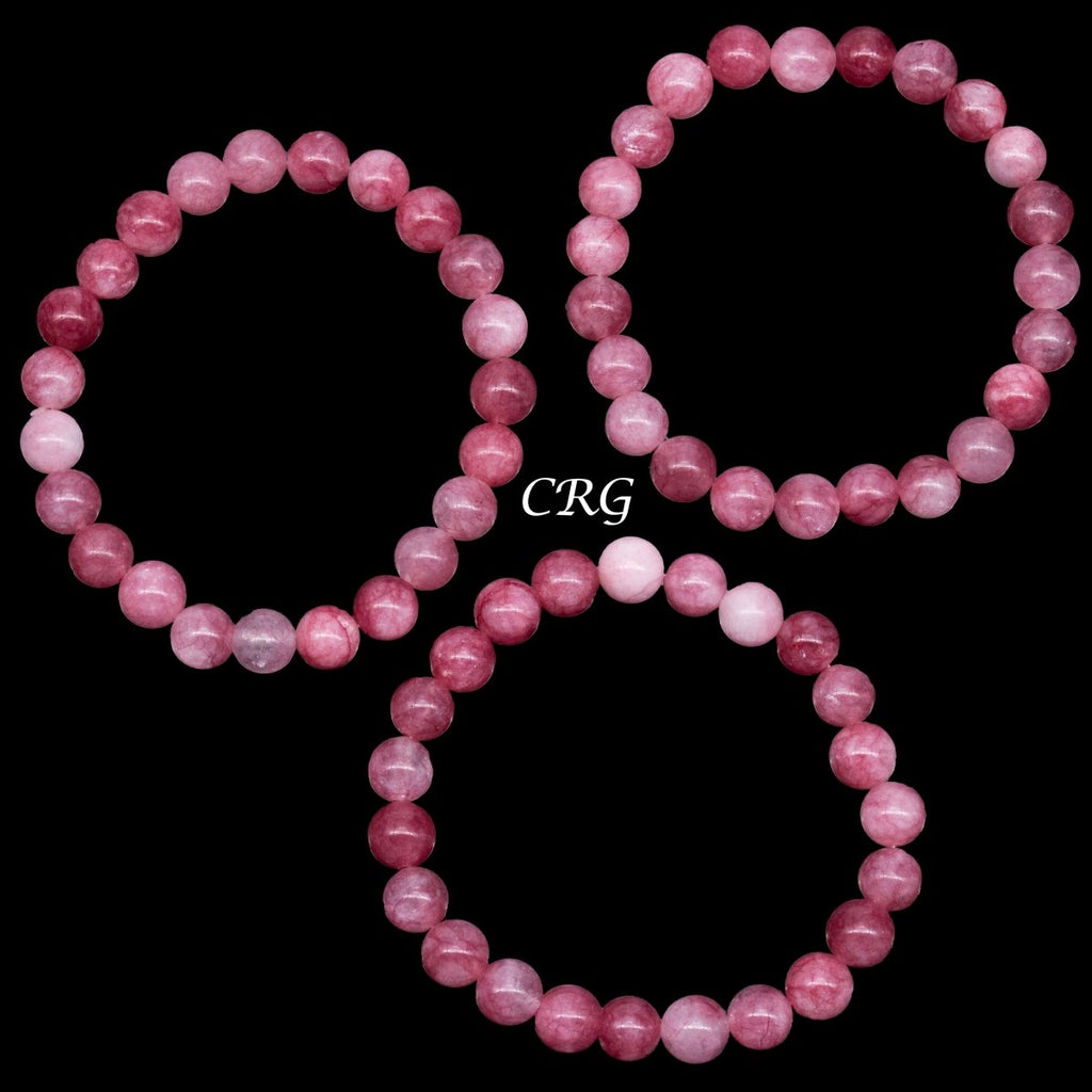 QTY 1 - Light Strawberry Quartz Tumbled Bead Stretch Bracelet / 8mm AVG