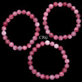 QTY 1 - Light Strawberry Quartz Tumbled Bead Stretch Bracelet / 8mm AVG