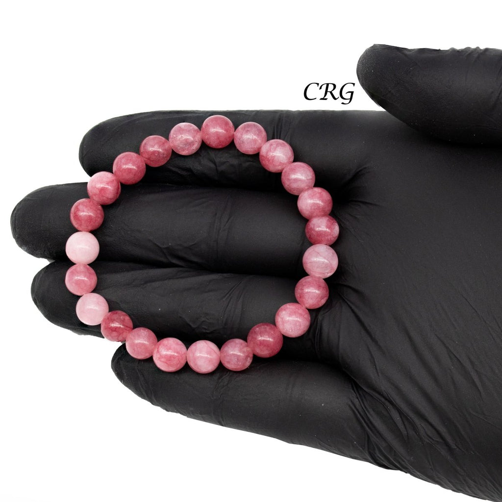 QTY 1 - Light Strawberry Quartz Tumbled Bead Stretch Bracelet / 8mm AVG