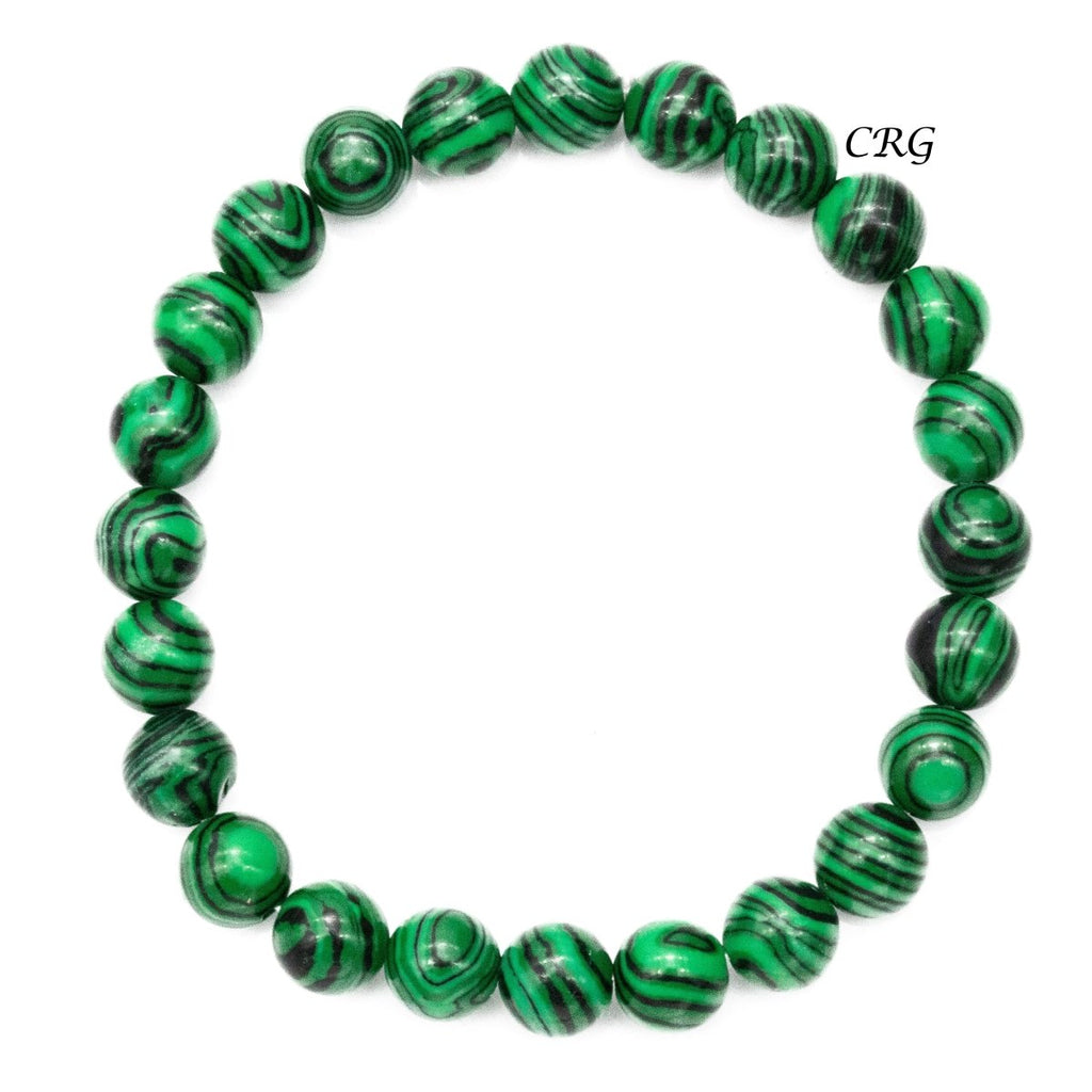 Qty 1 - Malachite Inspired Premium Bead Stretch Bracelet / 8 mm AVG