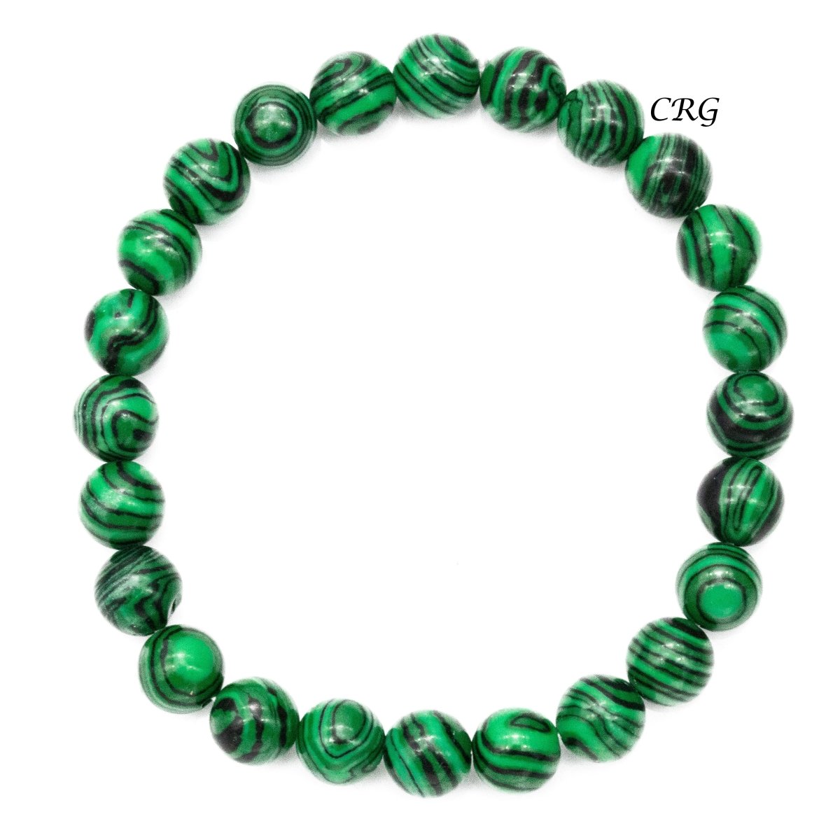 Qty 1 - Malachite Inspired Premium Bead Stretch Bracelet / 8 mm AVG