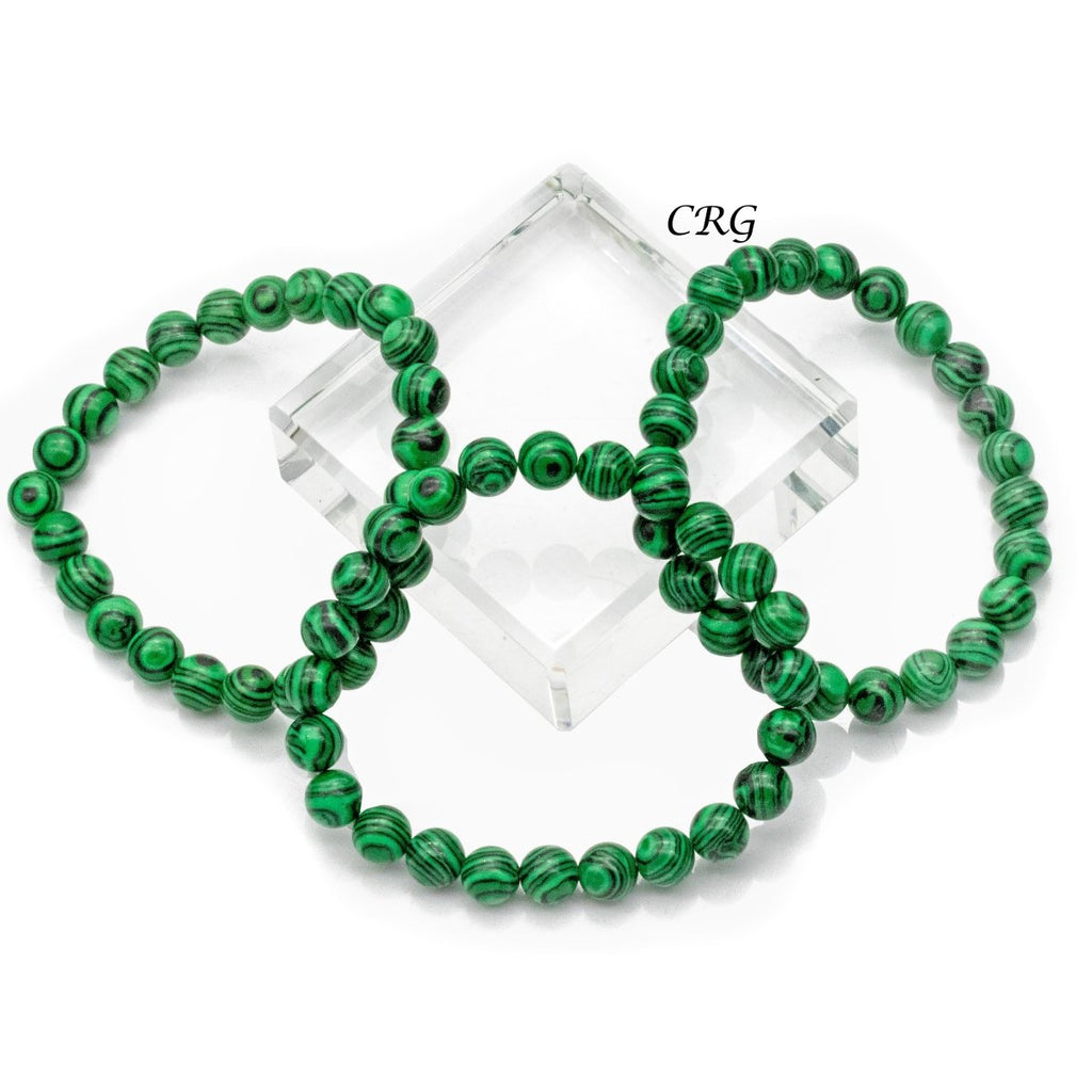 Qty 1 - Malachite Inspired Premium Bead Stretch Bracelet / 8 mm AVG