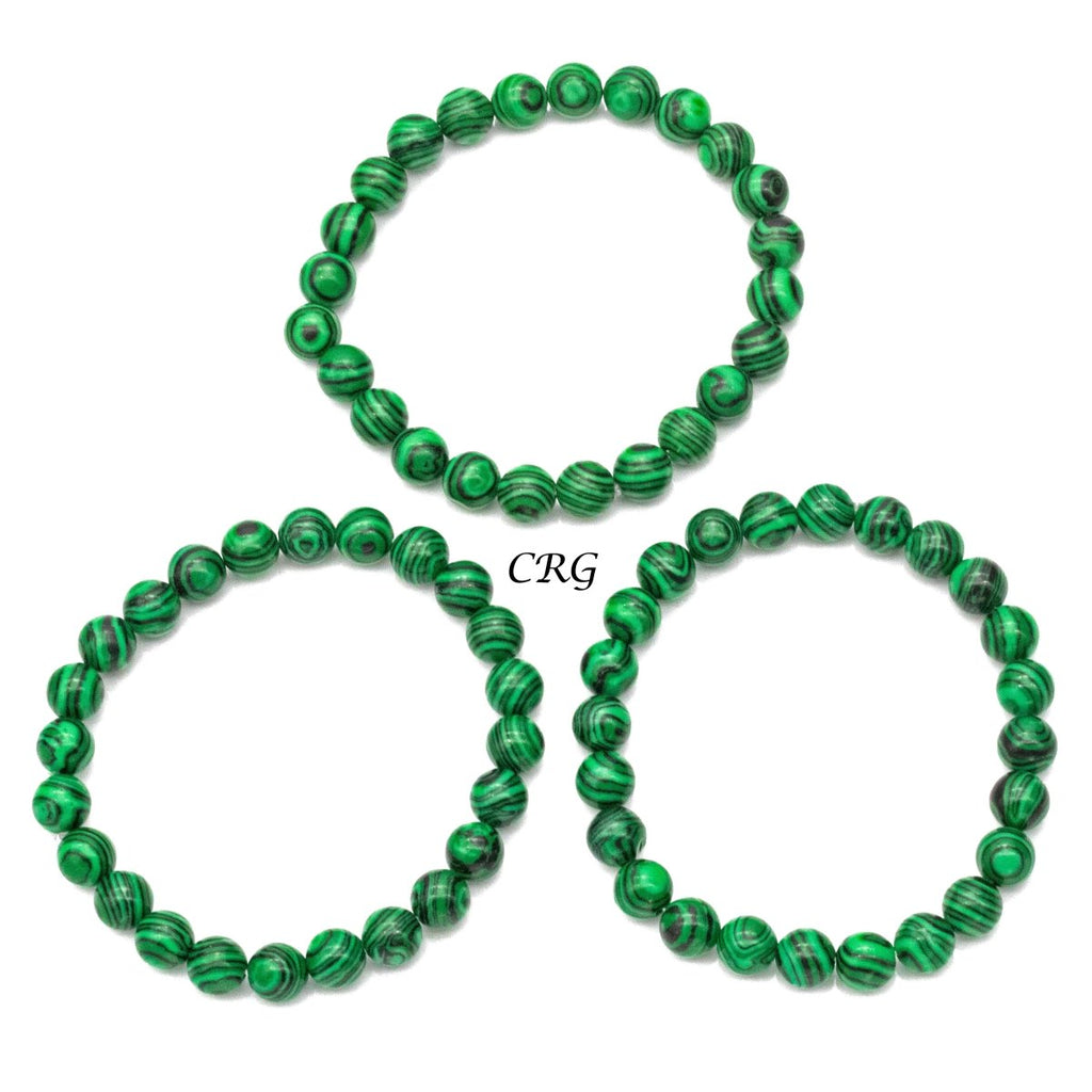 Qty 1 - Malachite Inspired Premium Bead Stretch Bracelet / 8 mm AVG
