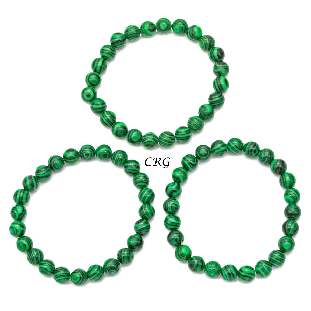 Qty 1 - Malachite Inspired Premium Bead Stretch Bracelet / 8 mm AVG