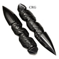 QTY 1 - Medium Black Obsidian Dagger w/ Etched Handle 6.5" AVG