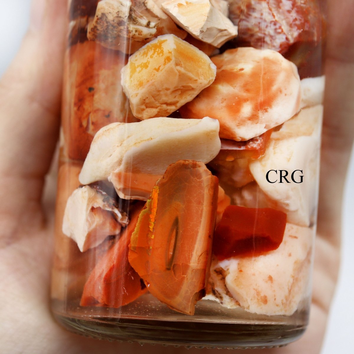 QTY 1 - Mexican Jelly Fire Opals / 3 OZ of Stones in Jar of Water