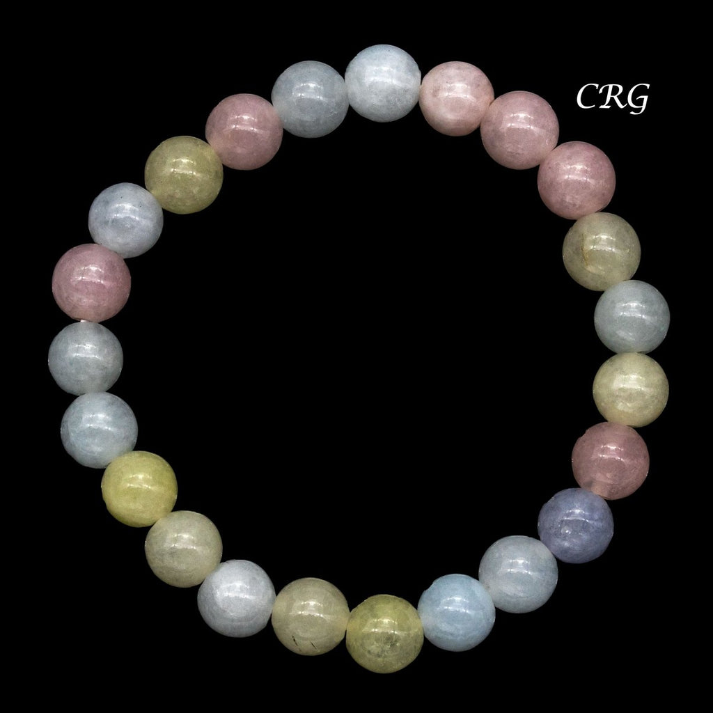 QTY 1 - Morganite Tumbled Bead Stretch Bracelet / 8mm AVG
